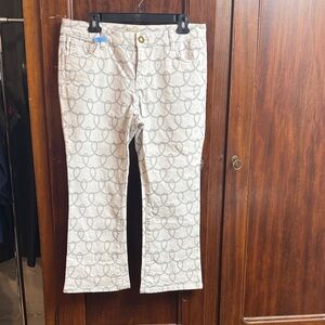 CAbi White black boot cut nautical rope print denim jeans size 8